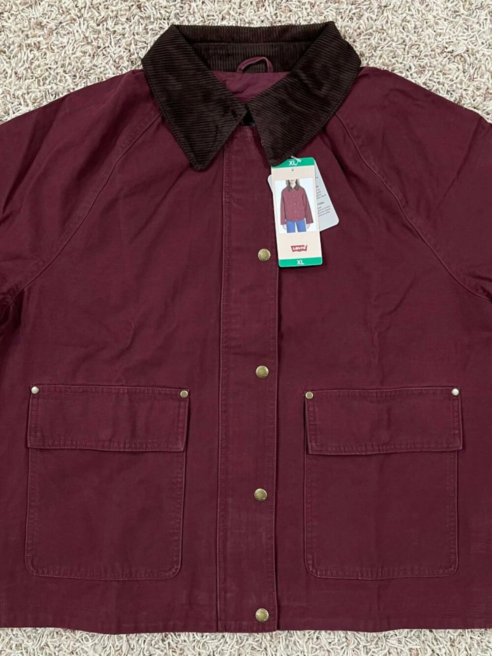 Levi's Women's Shorty Barn Canvas Jacket Dark Red, Size XL (New) - Picture 6 of 16